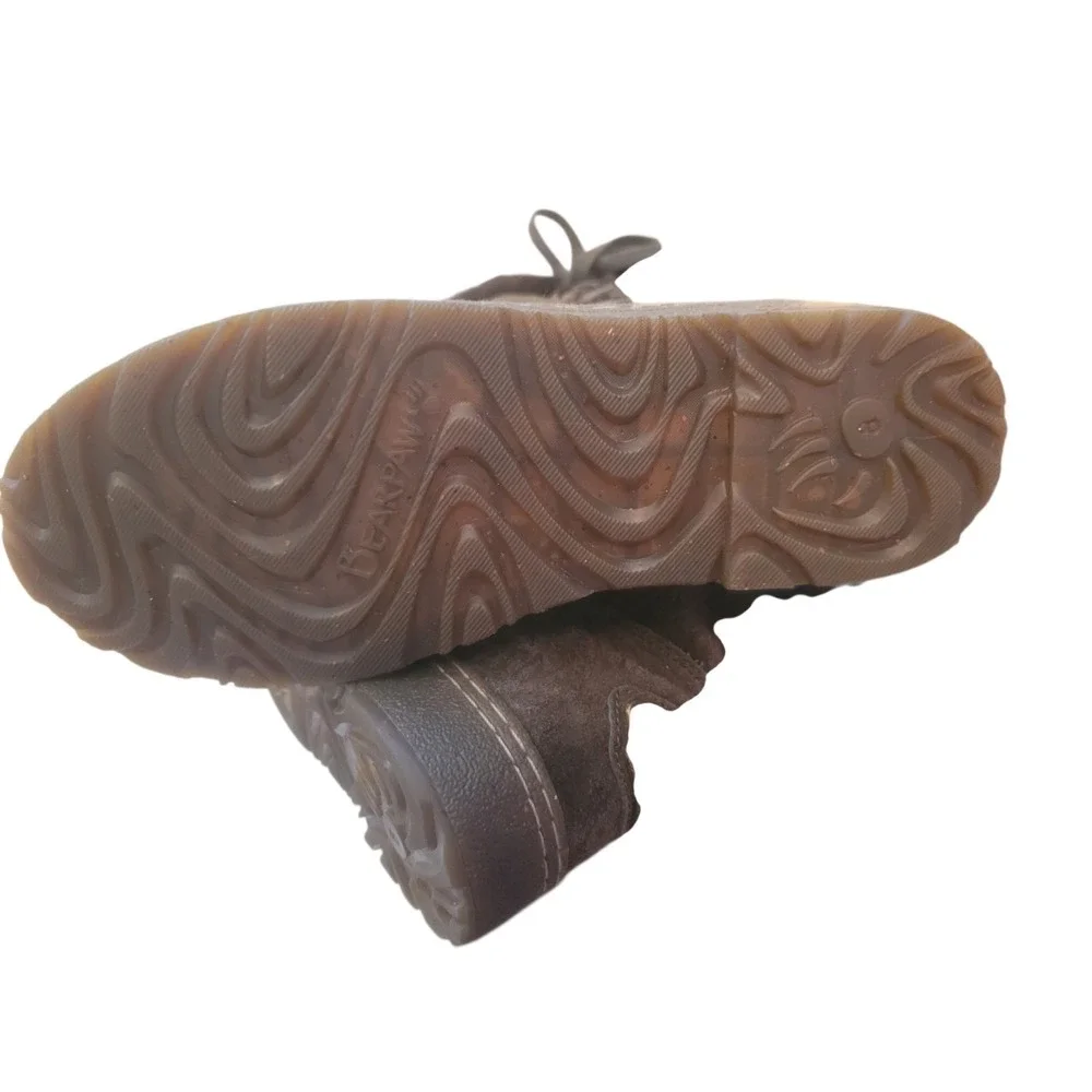 Bearpaw Boots Womens 8 Bristol Tooled Shearling Brown Suede Pull On Mid-Calf‎